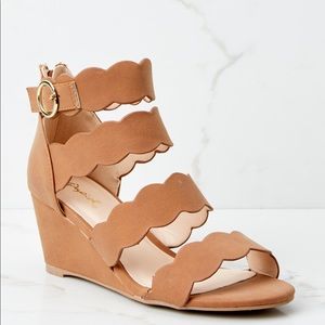 NWT Qupid Three Strap Wedge Sandal